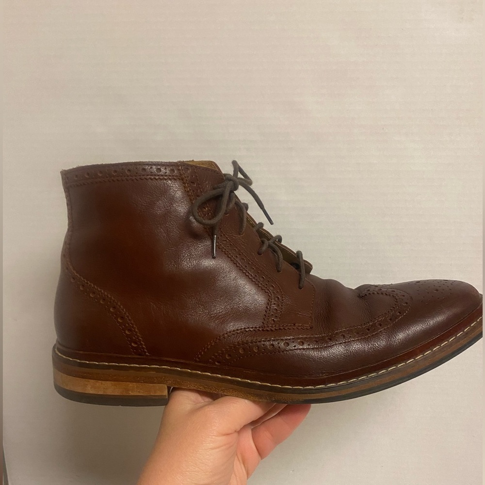 Cole Haan Men's Brown Leather Wingtip Lace-Up Oxford Boots - Picture 2 of 12